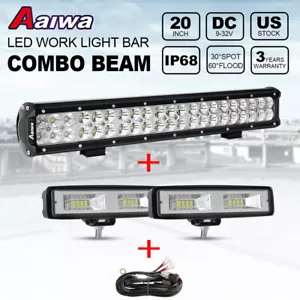 20inch LED Light Bar Spot Flood Combo + 6" Cube Pods Offroad For Jeep Truck SUV - Foto 1 di 12