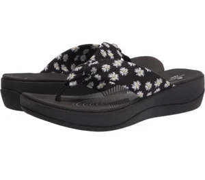Clarks Womens Cloudstepper Arla Glison Black Comfort Platform Flip Flops Size 10 - Picture 1 of 7