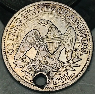 1853 Seated Liberty Half Dollar 50C ARROWS RAYS Holed 90% Silver US Coin CC26523 - Image 1 of 4