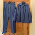 Ladies Vintage Matching Jacket & Trousers. Blue. Size  44 (112cm)