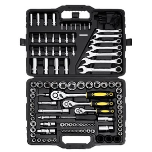 121-Piece Mechanics Tool Set 1/4" 3/8" 1/2" Drive Sockets SAE and Metric - Picture 1 of 2