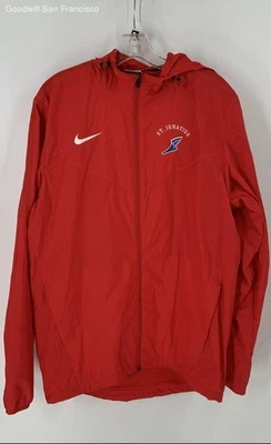 Nike Red Long Sleeve Regular Fit Hooded Full-Zip Windbreaker Mens Jacket Small - Image 1 of 4