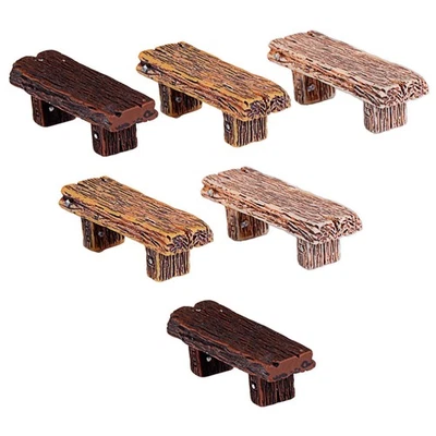 6PCS Mini Simulated Wood Stools Micro Landscape Stools Decors DIY Resin - Image 1 of 4
