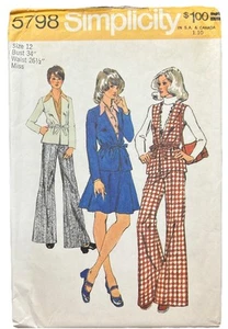 Uncut Simplicity 5798 giacca gilet gonna pantaloni larghi taglia 12 anni 70 vintage groovy - Foto 1 di 5