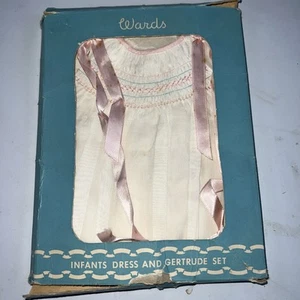 1950's Vintage Baby Dress Sheer Pink Trim Lace 100% Nylon Dress Sz 2 - Picture 1 of 4