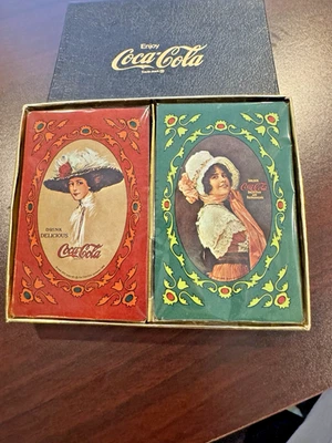 Vintage Coca-Cola Playing Cards 2 Complete Decks Sealed w/ Box - Image 1 of 4