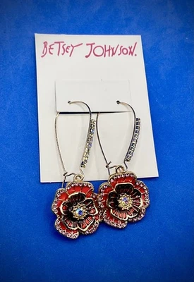 Pendientes colgantes Betsey Johnson rosa multicolor colorido floral Foto 1 de 4