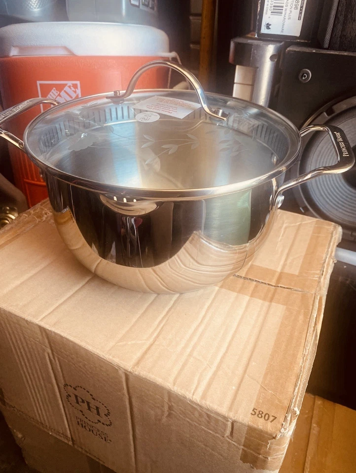 Olla para asar Princess House de acero de 4,5 cuartos con tapa de acero inoxidable nueva en caja Foto 1 de 1