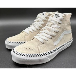 Scarpe da skate alte Vans SK8-Hi crema scamosciate a righe a scacchi da donna taglia 6,5 - Foto 1 di 8