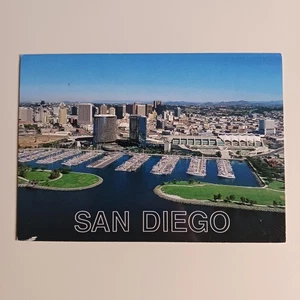 Postal cromada sin publicar del horizonte del puerto con vista aérea de San Diego California - Imagen 1 de 6