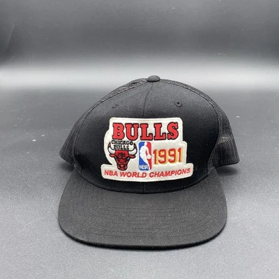 Chicago Bulls 1991 Campeonato Mundial Snapback Sombrero Negro De Colección Raro Foto 1 de 4