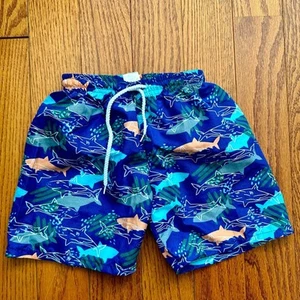 Harley Davidson Blue Shark Print Swim Trunk Shorts Toddler Boy Size 5T - Picture 1 of 7