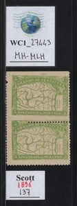 WC1_27443. VENEZUELA. Pair of 1896 5c. MAP OF VENEZUELA stamp. Sc.137. MH-MLH - Picture 1 of 1
