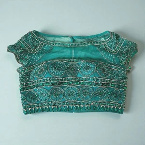 SHERRI HILL Green Embellished Crop Top Size 6 - Picture 1 of 5