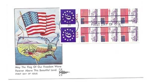 1893a 18c Flag/Mountain booklet pane of 8, GillCraft FDC - Picture 1 of 1