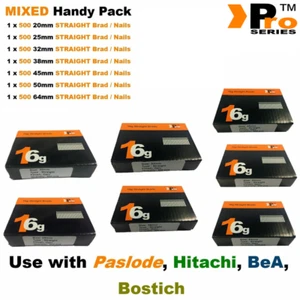Mixed 16g Straight Brads For 16g Nailers ( 7 X 500 brads packs ) - Picture 1 of 1