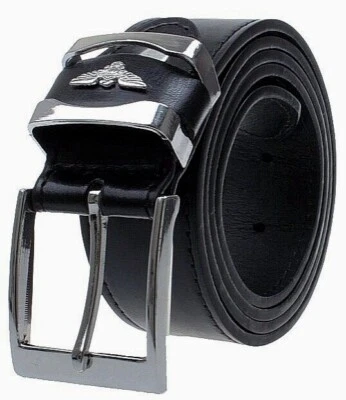 ✅ Echt Büffel Jeans-Gürtel Herren Schnalle Leder Belt Schwarz Adler Eagle 4 cm - Bild 1 von 3