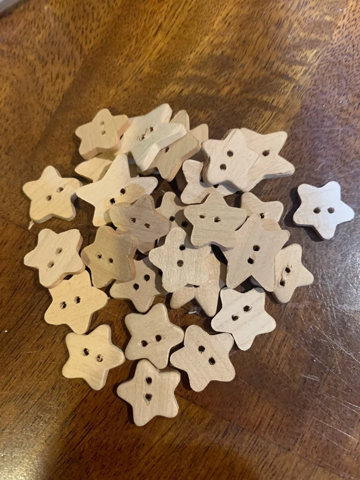 Wood Buttons Star 2 Holes Sewing Baby Clothing Wooden Button 17mm 20pcs - Image 1 of 1