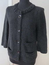 J Crew Size XL Heather Gray Heavy Cashmere Cardigan Jacket, Ruffle Trim