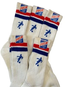 VTG 70s 80s Sportline Soccer Socks Made In El Salvador Striped Crew Futbol White - Picture 1 of 7