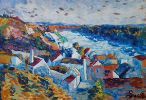 Rare unique French Pointilism Impressionist painting, Landscape, signed Luce - Picture 1 of 9