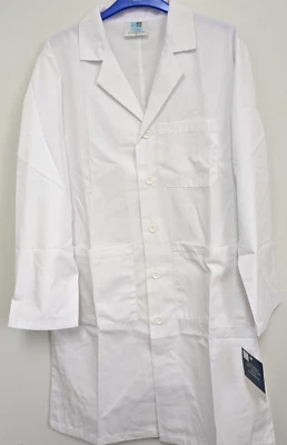 Adar Universal Unisex 39" Midriff Lab Coat, Sz. Small, Long Sleeves, Color~White - Image 1 of 4