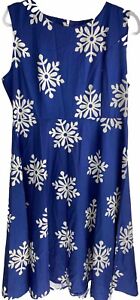 Christmas Print Sleeveless Dress Unbranded Size Medium Blue w/Snow Flake