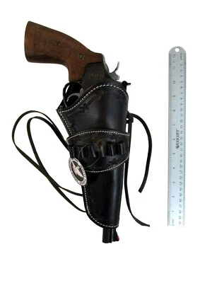 HOLSTER .22 .38 .45 .357 GUN COVER TOOLED LEATHER COWBOY PISTOL HOLDER AMMO 32 - Image 1 of 4