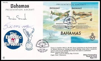 RAFA7M Bahamas Presentation Aircraft Battle of Britain Spitfire Flown FDC Signed - Image 1 of 3