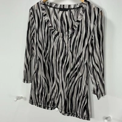 Top Pullover Vintage Madison Studio Mujer Informal Estampado Cebra Transparente Cuello en V Talla M/L Foto 1 de 4