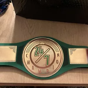 WWE 24/7 Champion Wrestling Belt Green Gold Foam Fabric Toy - Picture 1 of 2