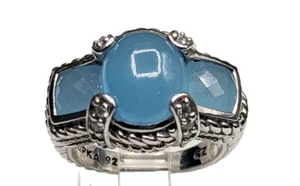 Judith Ripka Blue Chalcedony CZ Sterling Silver 925 Ring Size 6 - Picture 1 of 14