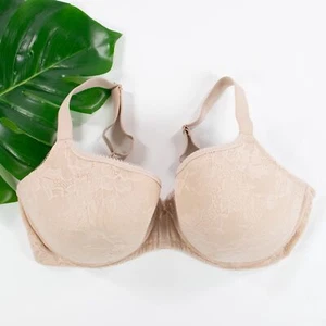 Wacoal Bra Size 38DDD Lace Finesse Floral Contour Underwire Beige Nude 853201 - Picture 1 of 6