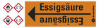 Rohrleitungsband Essigsäure, praxisbewährt, ab Ø 10mm, orange/schwarz, 33m/Rolle