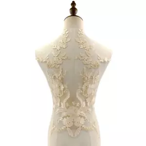 Lace Applique Patch Embroidered Floral Trimming for Wedding Bridal Dress Decor - Picture 1 of 28