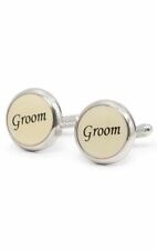 Groom Engraving Ivory White Silver Wedding Engagement Party Cufflinks