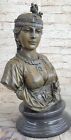 Handmade Museum Quality Extra Female Bronze Bust Sculpture Marble Statue Artwork