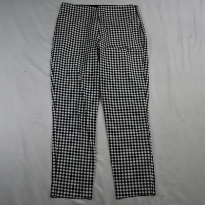 Pantalones de vestir para mujer Old Navy 10 negros blancos a cuadros cremallera lateral Wow ajustados al tobillo Foto 1 de 4