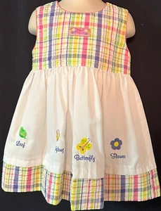 Small Steps Sleeveless White and Plaid Dress with Flowers Size 3T - Bild 1 von 3