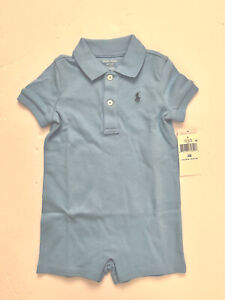 Ralph Lauren Baby Boys Cotton Interlock Polo Shortall Blue Size 9M