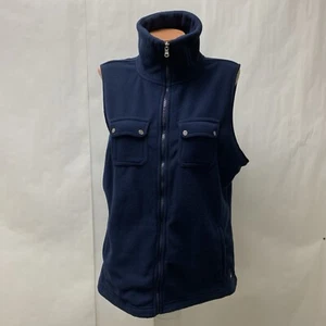 Chaps Sport Fleece Vest Womens XL Navy Blue Mock Neck Zip Pockets - Picture 1 of 6