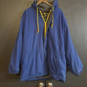 Vintage Rare Gap Sporting Life Jacket Overcoat Size XL Blue Yellow Purple Fleece - Picture 1 of 5
