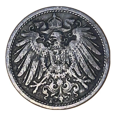German 10 Pfennig 1890 A Coin Germany Coat Arms Imperial Eagle Wilhelm II KM# 12 - Image 1 of 4