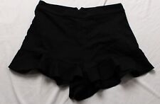 Zara Women's Trafaluc High Waisted Ruffle Hem Shorts AK1 Black Medium NWT 