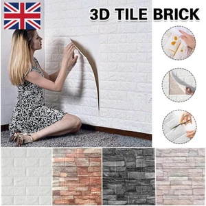 60PC 3D Tile Brick Wall Sticker Self-adhesive Waterproof Foam Panel Wallpaper UK - Picture 1 of 26