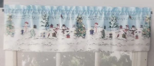 1 Fabric Printed Kitchen Valance(54x14")CHRISTMAS,SNOWMEN,HOLIDAY WONDERLAND,Lic - Picture 1 of 21