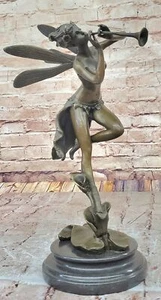 Lirio en el estanque por el artista italiano Aldo Vitaleh escultura de bronce genuino ángel - Imagen 1 de 10