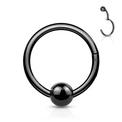 Captive Bead Hinge Clicker Ring Hoop EAR NOSE LIP Helix Daith Tragus Piercings - Image 1 of 2