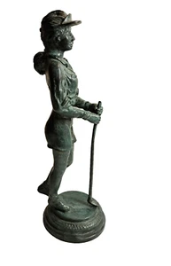 Maitland Smith Bronze Statue Golfer mit Keule 13 Zoll H Frau Figur grün - Bild 1 von 19