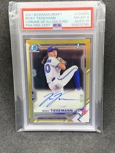 2021 Bowman Chrome Draft Ricky Tiedemann 1st Auto Gold RC Refractor /50 PSA 10/8 - Picture 1 of 2